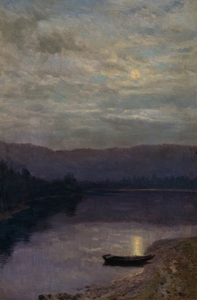 Moon Rise by the Solevatne (olie på lærred) af Christian Eriksen Skredsvig