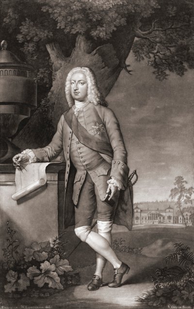 Thomas Coke, jarl af Leicester. Portræt. (Print) af Christian Friedrich (after) Zincke