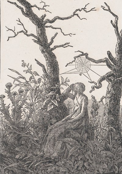 Siddende kvinde med edderkoppesvæv, sandsynligvis 1803. af Christian Friedrich