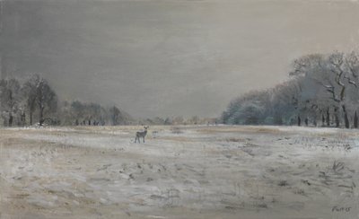Hjorte i sneen - Richmond Park, 2015 (olie på lærred) af Christian Furr