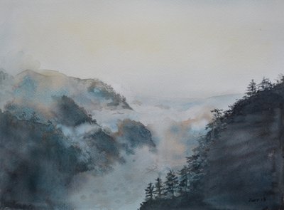 Heavenly Sea - Arrival, 2015 (akvarel på papir) af Christian Furr