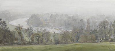 In a Mist (Silver) - Thames from Richmond Hill, Mists, 2015 (olie på lærred) af Christian Furr