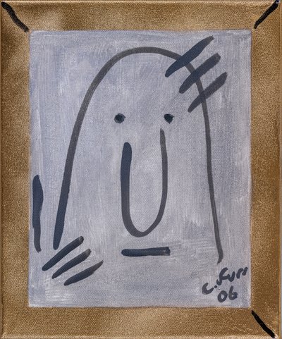 Minder mig om min egen eksistens II 2006 (olie og guldspray på lærred) af Christian Furr