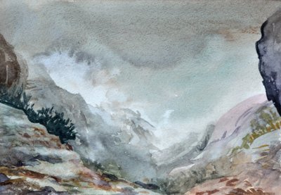Valley In Mist, 2015 (akvarel på papir) af Christian Furr