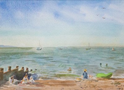 Whitstable Green Sea, 2016 (akvarel) af Christian Furr