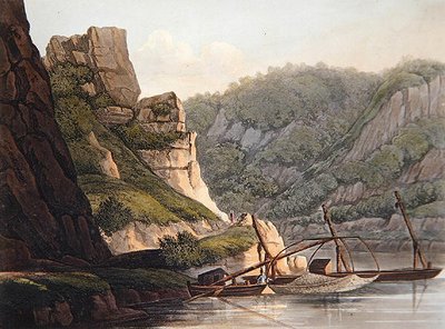 Laksefiskeri ved Lurley, graveret af T. Sutherland, fra 