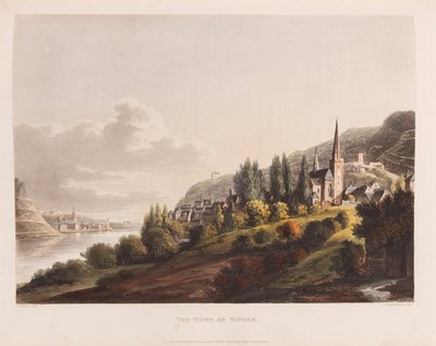 Bingen. Fra: En malerisk tur langs Rhinen, 1820. af Christian Georg Schütz the Younger