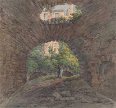 Et ungt par ser på ruinerne nær Bingen, 1801. af Christian Georg Schutz
