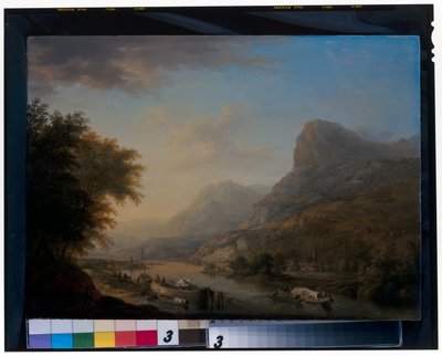 Bjergrigt flodlandskab af Christian Georg the Elder Schuetz