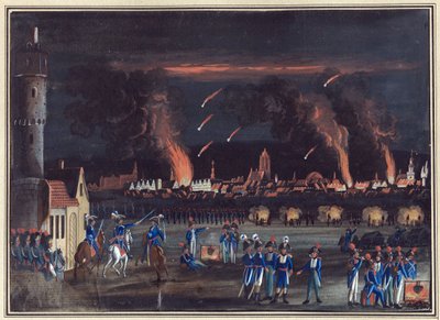 Første koalition - 13. juni 1796: Bombardement af Frankfurt am Main (Frankfurt) af det franske bombardement af Frankfurt am Main af den franske hær, 13. juli af Christian Georg the Elder Schuetz