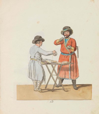 Kissel-sælger og herregårdskusk Fra serien The St. Petersburg Peddlers, 1799. af Christian Gottfried Heinrich Geissler