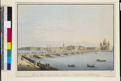 Udsigt over Sankt Isaks bro, Admiralitetet og Vinterpaladset, Sankt Petersborg af Christian Gottlob Hammer