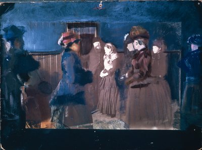 Albertine i politilægens venteværelse (foto, skitse) af Christian Krohg