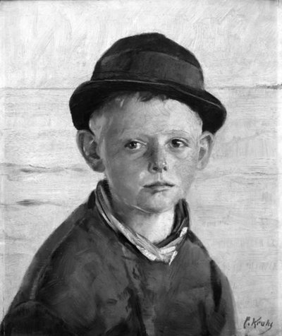 Fiskerdrengen ved havet, aftensolen af Christian Krohg