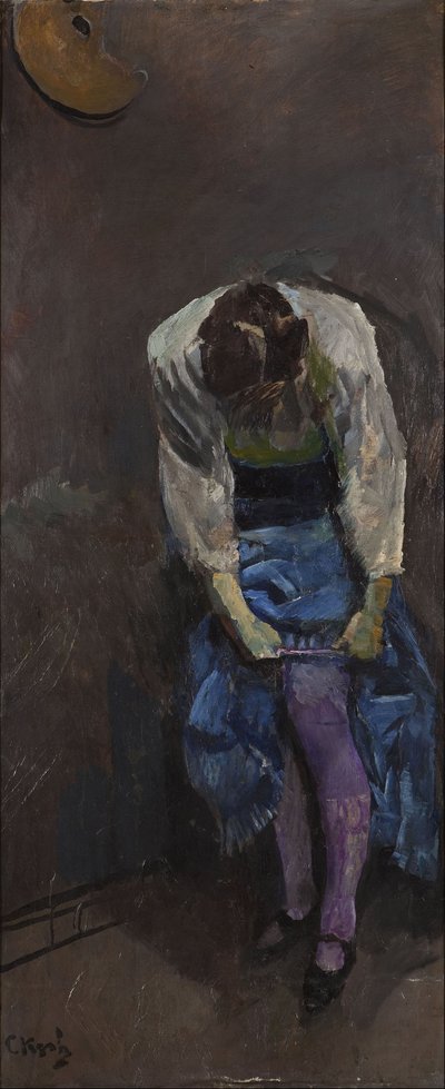 Pige, der binder hendes strømpebånd af Christian Krohg