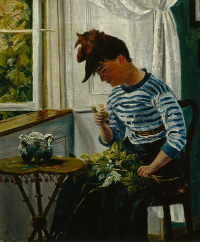 Pige med blomster af Christian Krohg