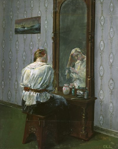 Foran spejlet (olie på lærred) af Christian Krohg