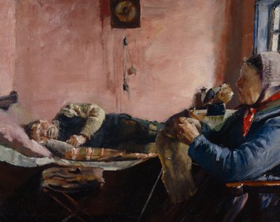 Interiør fra et fiskerhus i Skagen af Christian Krohg