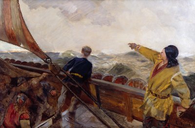 Leiv Eiriksson opdager Amerika af Christian Krohg