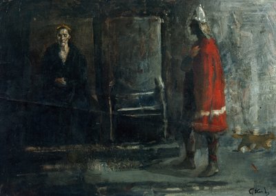 Queen Gunnhild receive message about Erik Erikssønenes death af Christian Krohg