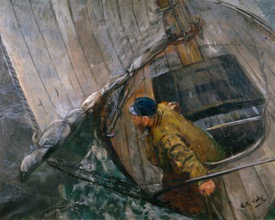 Sejlads med revsejl af Christian Krohg