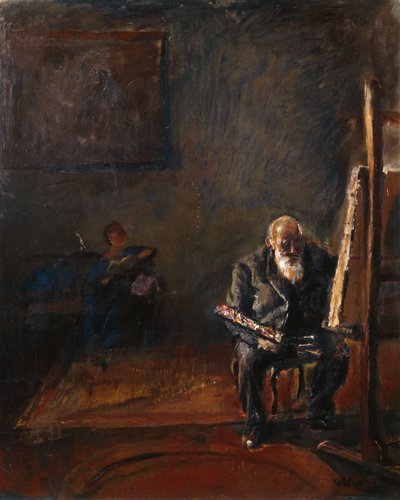 Selvportræt ved staffeli af Christian Krohg