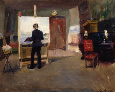 Maleren Nils Hansteen i atelieret af Christian Krohg