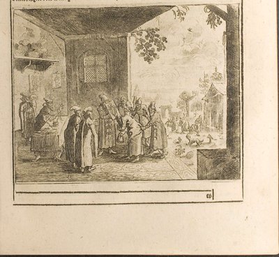 Illustration af retsedsceremoni fra rejser til den store hertug af Muscovy og kongen af Persien af Christian Lorenzen Rothgiesser