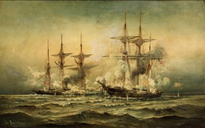 Kearsarge og Alabama ud for Cherbourg Havn i Frankrig, 19. juni 1864, ca. 1870 af Christian Poulsen
