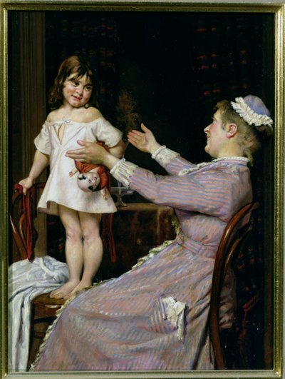 Lille pige med en dukke og hendes sygeplejerske, 1896 af Christian Pram Henningsen
