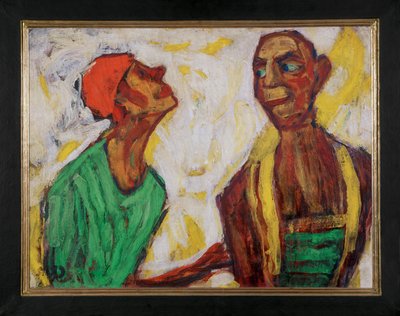 A conversation of clowns (tempera og olie på lærred) af Christian Rohlfs