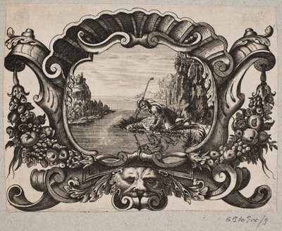 Emblem med hyrde, der spejler sig i en sø af Christian Rothgiesser