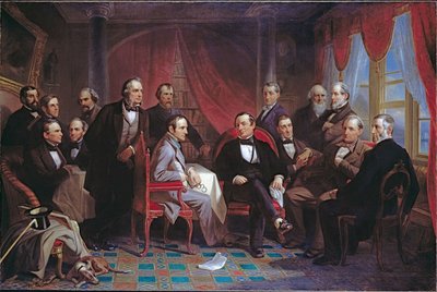 Washington Irving og hans litterære venner på Sunnyside af Christian Schussele