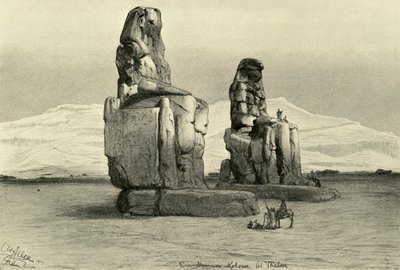 Kolosser af Memnon ved Theben, Egypten, 1898. af Christian Wilhelm Allers