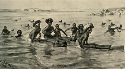 Mænd i Nilen ved den første grå stær, Egypten, 1898. af Christian Wilhelm Allers