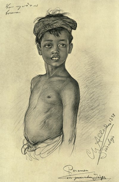 Pesamen - en javanesisk dreng fra Surubaya, Java, 1898. af Christian Wilhelm Allers