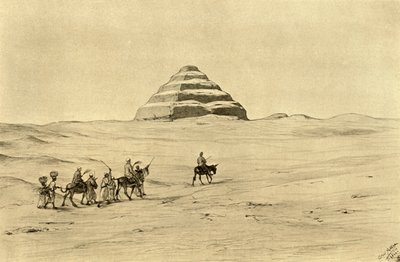 Djosers pyramide ved Saqqara, nær Kairo, Egypten, 1898. af Christian Wilhelm Allers
