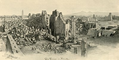 Ødelagte templer i Karnak, Egypten, 1898. af Christian Wilhelm Allers