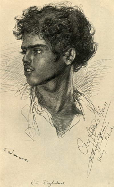 Singalesisk mand, Colombo, Ceylon, 1898. af Christian Wilhelm Allers