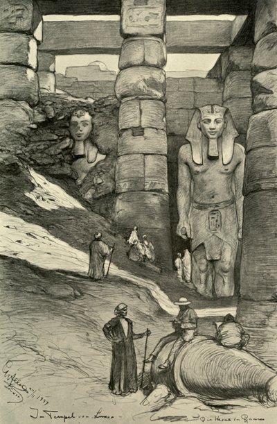 Statuer i Luxor-templet, Egypten, 1898. af Christian Wilhelm Allers