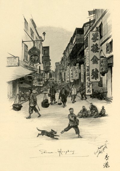 Street i Hong Kong, 1898. af Christian Wilhelm Allers