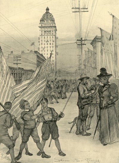 Gadescene i San Francisco, USA, 1898. af Christian Wilhelm Allers