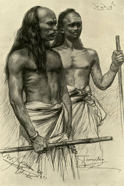 Tamilske mænd, Colombo, Ceylon, 1898. af Christian Wilhelm Allers
