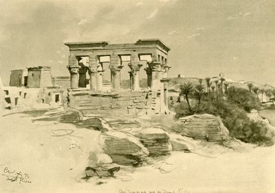 Isis-templet og Trajans kiosk på øen Philae, Egypten, 1898. af Christian Wilhelm Allers