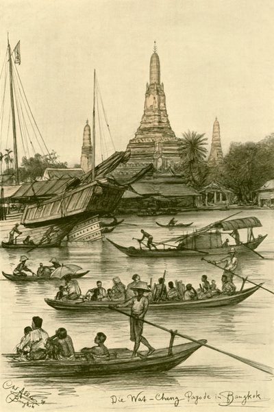 Wat Chaeng, Bangkok, Siam, 1898. af Christian Wilhelm Allers