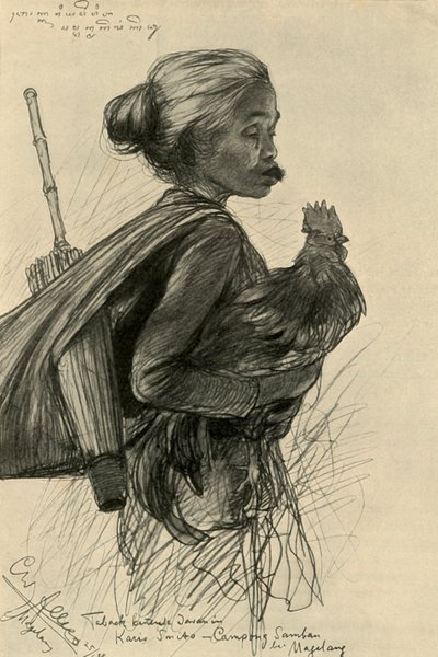Kvinde, der tygger tobak, Magelang, Java, 1898. af Christian Wilhelm Allers