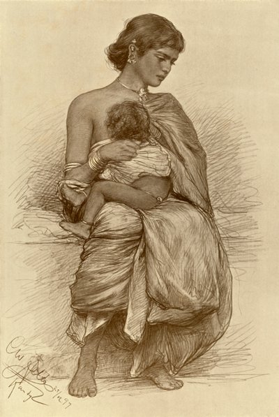 Ung mor, Kandy, Ceylon, 1898. af Christian Wilhelm Allers