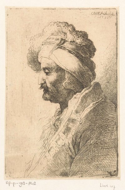 Kigger ned mand med pelshat af Christian Wilhelm Ernst Dietrich