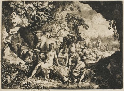 Nymfer, der bader nær en hule af Christian Wilhelm Ernst Dietrich