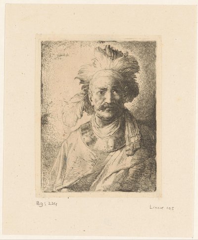 Gammel mand med fjer af Christian Wilhelm Ernst Dietrich